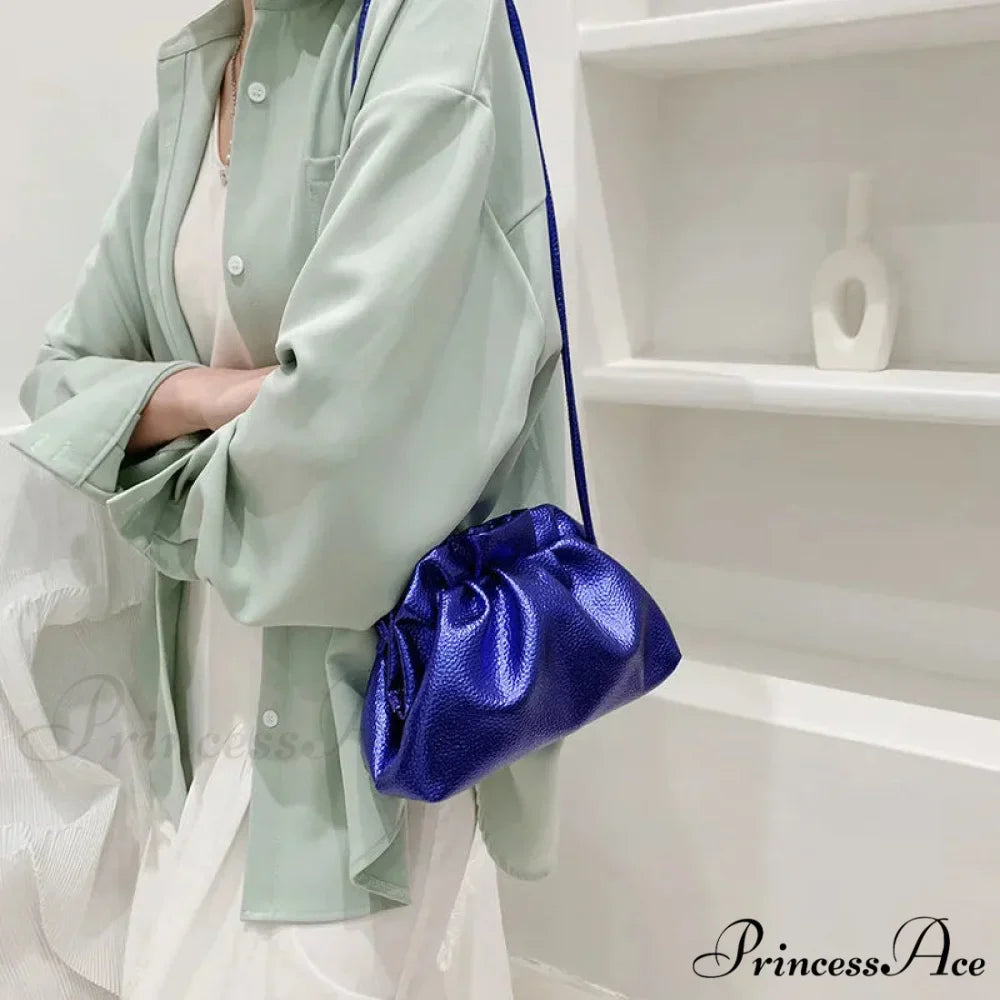 Opulent Gold Fluffy Silver Crossbody Clutch Purse