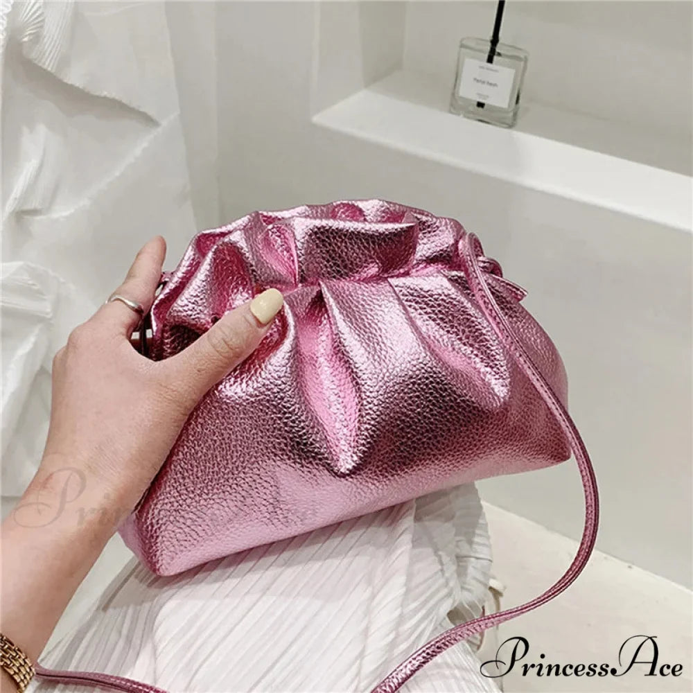 Opulent Gold Fluffy Silver Crossbody Clutch Purse