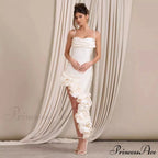 Opulent Pearl Strapless Bandage Prom Dress