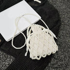 Opulent Pearl Woven Pail Handbag