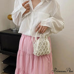 Opulent Pearl Woven Pail Handbag