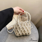 Opulent Pearl Woven Pail Handbag