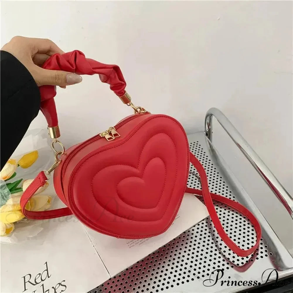 Opulent Quilted Faux Leather Heart Crossbody