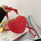 Opulent Quilted Faux Leather Heart Crossbody