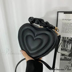 Opulent Quilted Faux Leather Heart Crossbody
