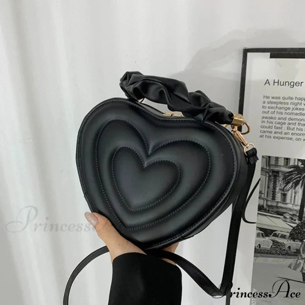 Opulent Quilted Faux Leather Heart Crossbody