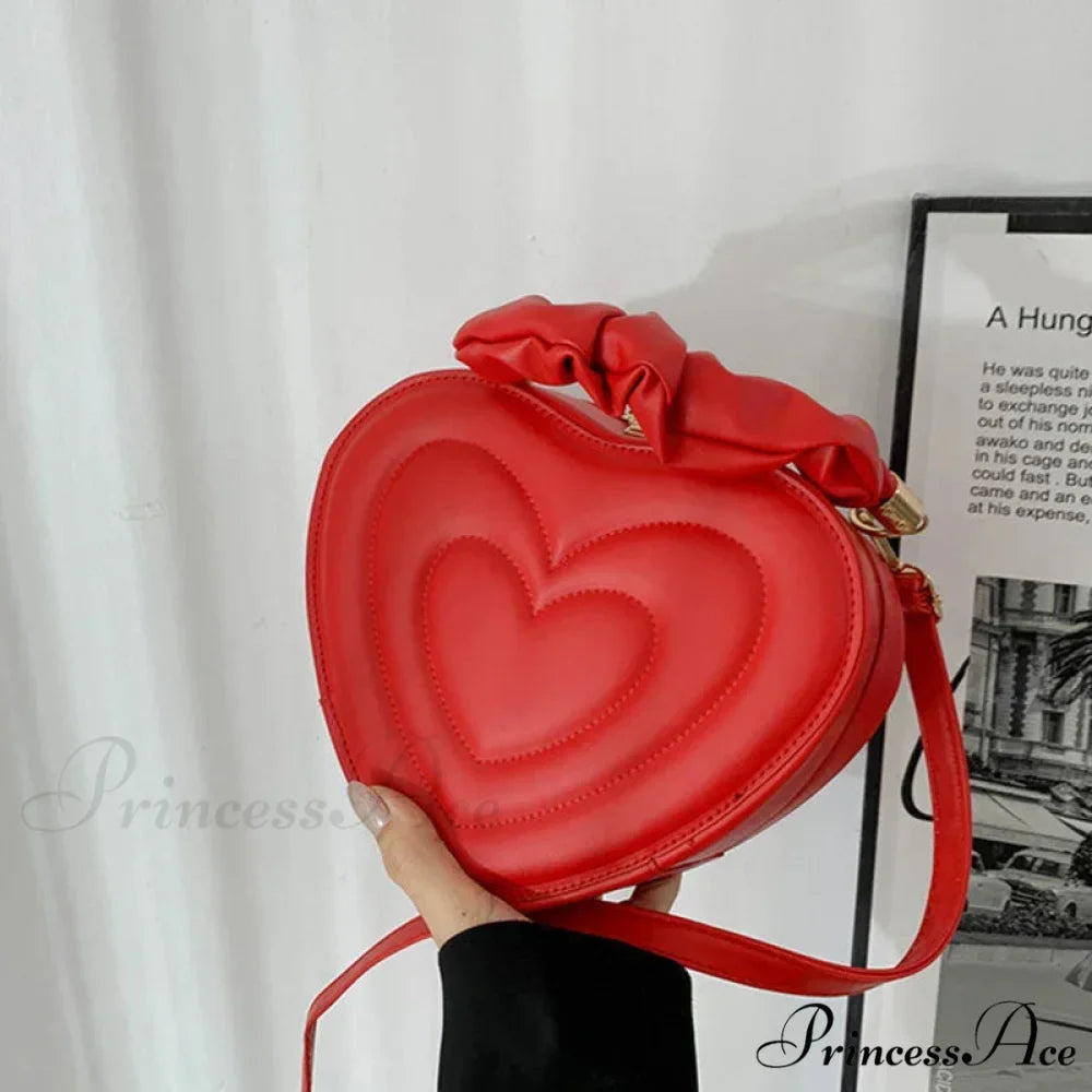 Opulent Quilted Faux Leather Heart Crossbody