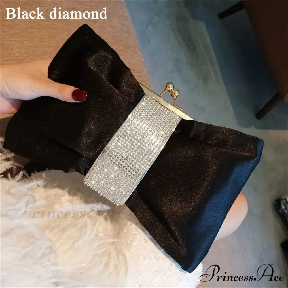 Opulent Rhinestone Bow Evening Clutch Purse