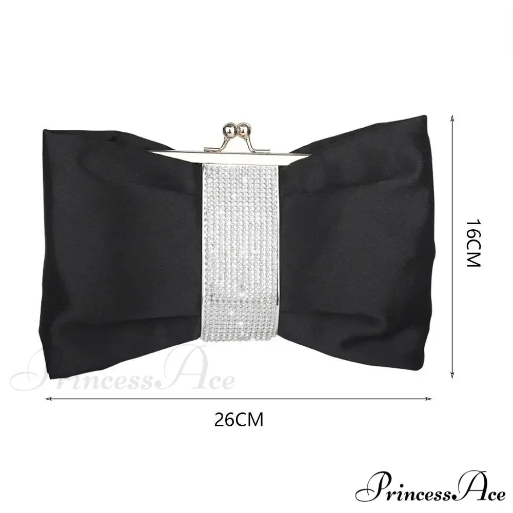Opulent Rhinestone Bow Evening Clutch Purse