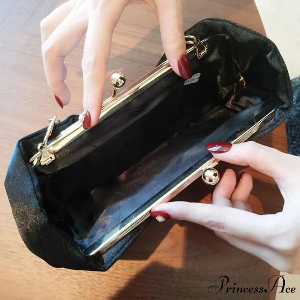 Opulent Rhinestone Bow Evening Clutch Purse