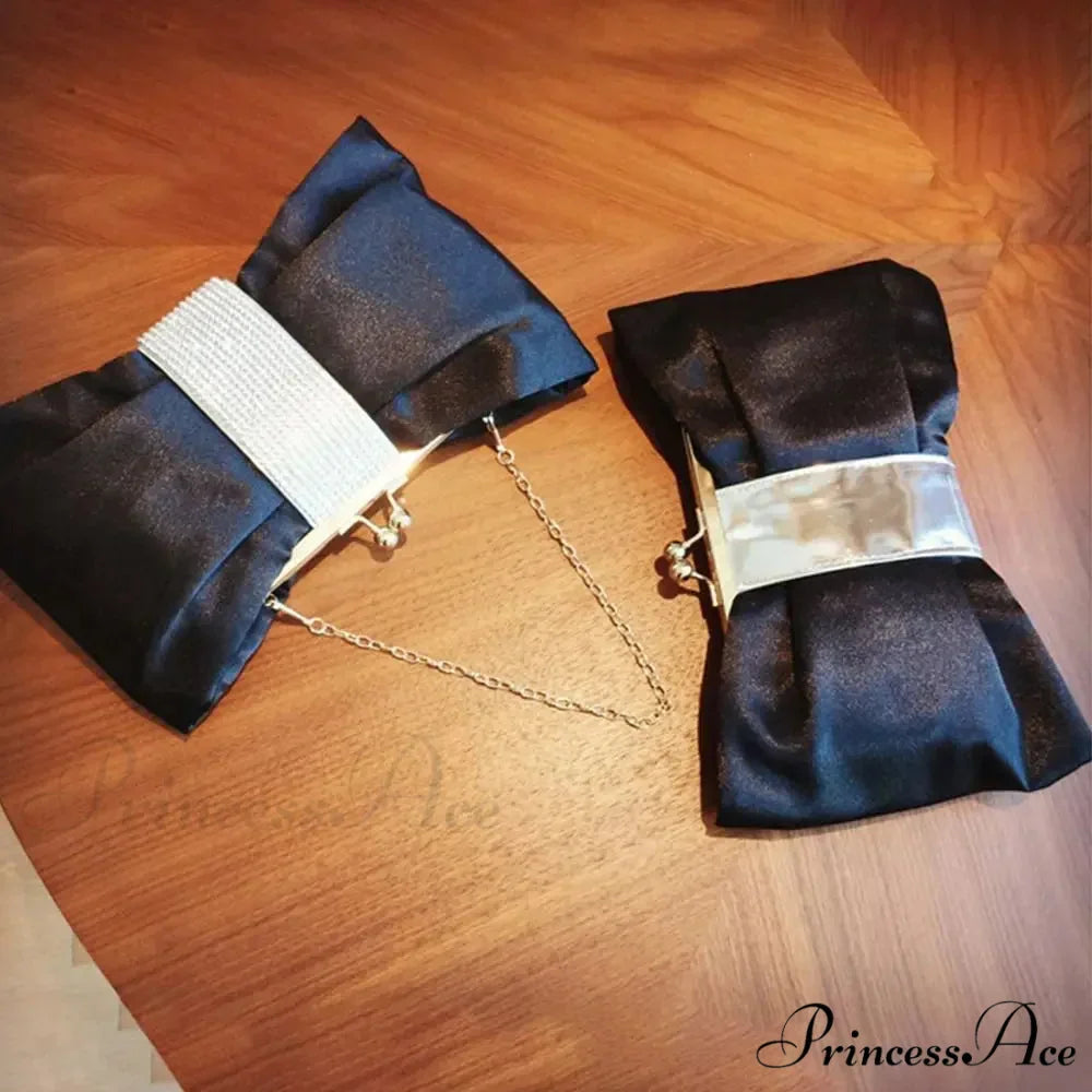 Opulent Rhinestone Bow Evening Clutch Purse