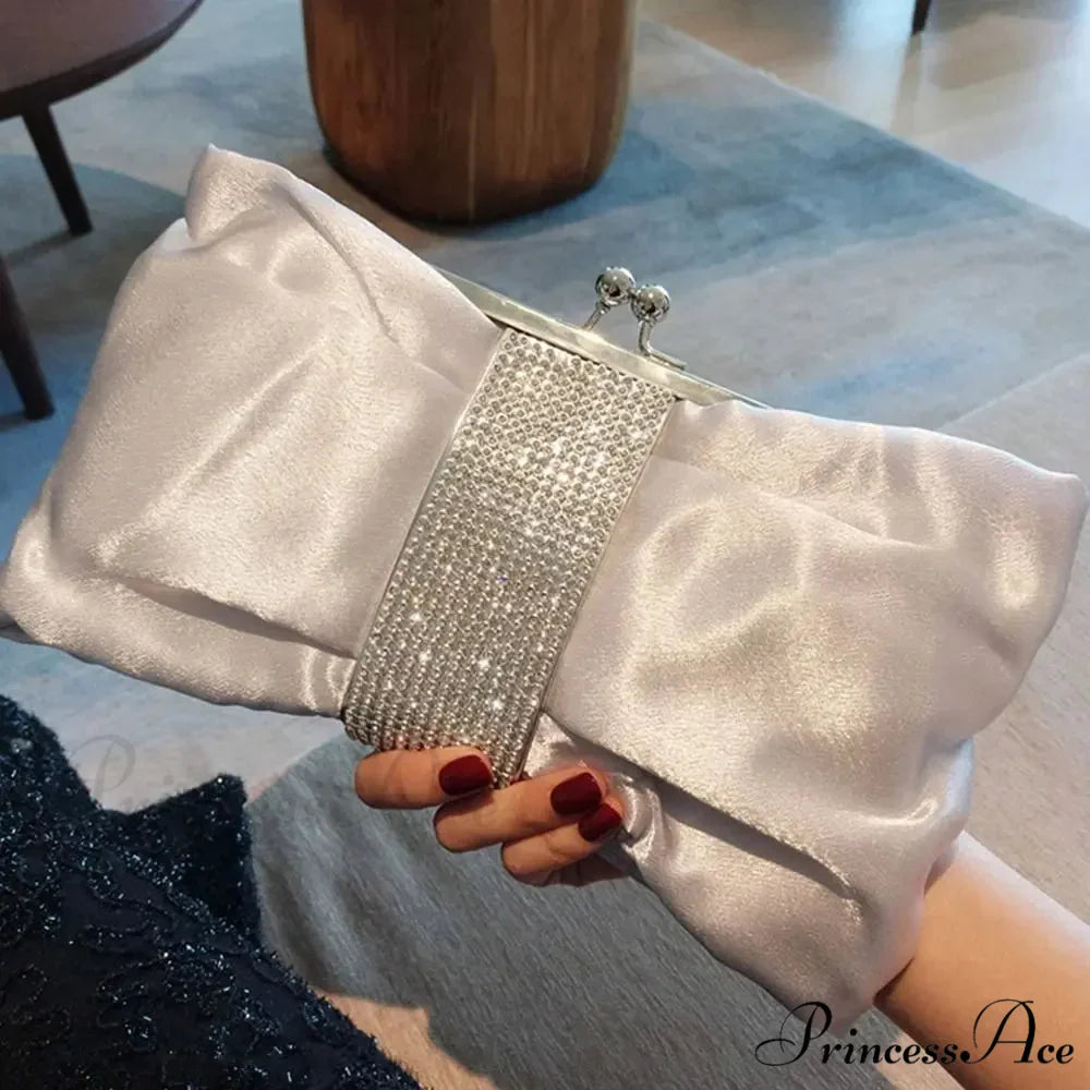 Opulent Rhinestone Bow Evening Clutch Purse