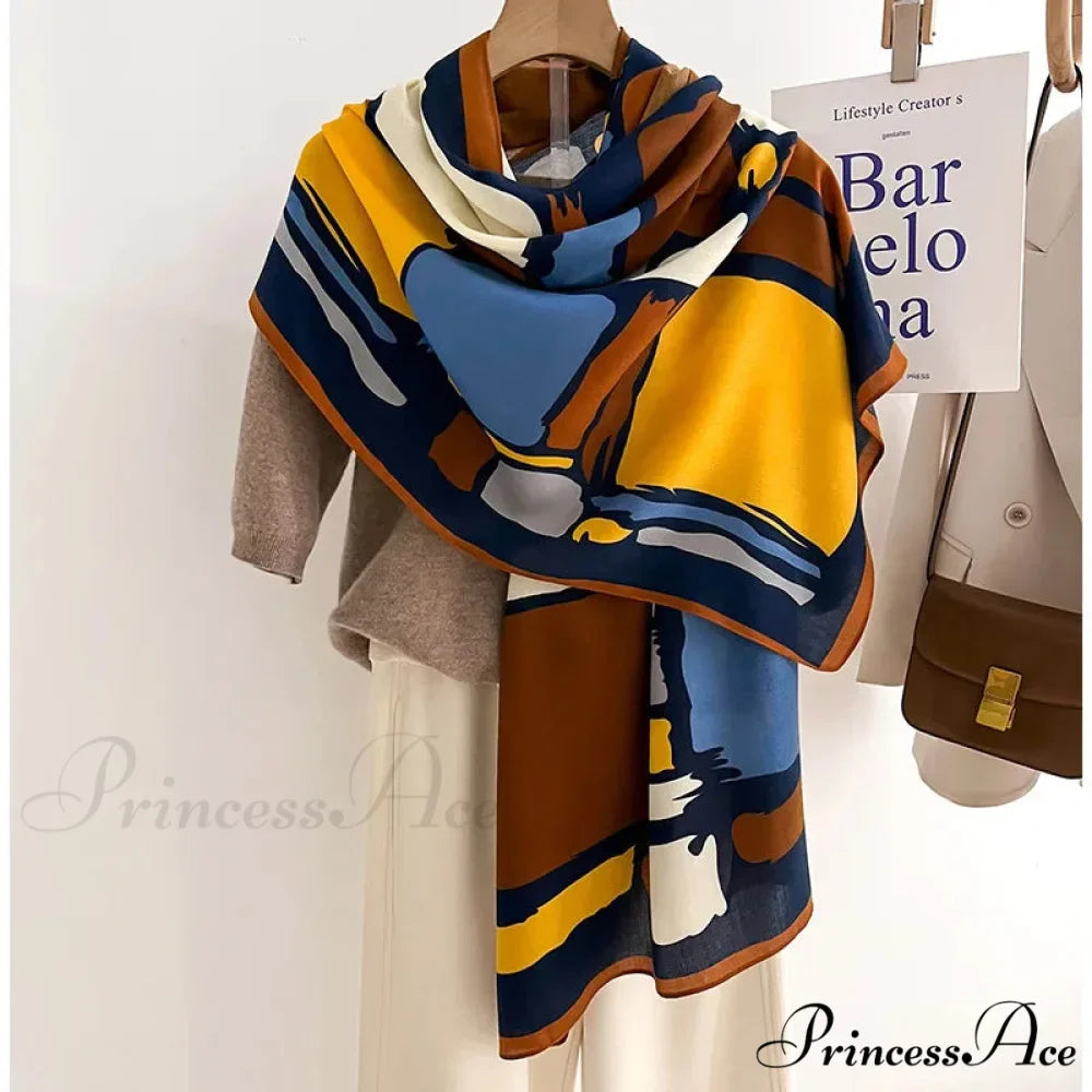 Opulent Wool Cotton Shawl Wrap Scarf