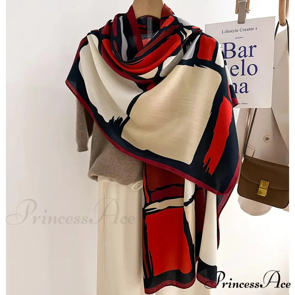 Opulent Wool Cotton Shawl Wrap Scarf