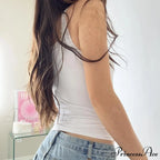 Ornamental Edging Gathered V-Neck Crop Top