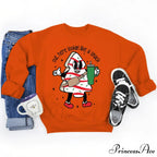 Out Here Lookin' Like A Snack Print Round Neck Casual Long Sleeve Christmas Hoodie