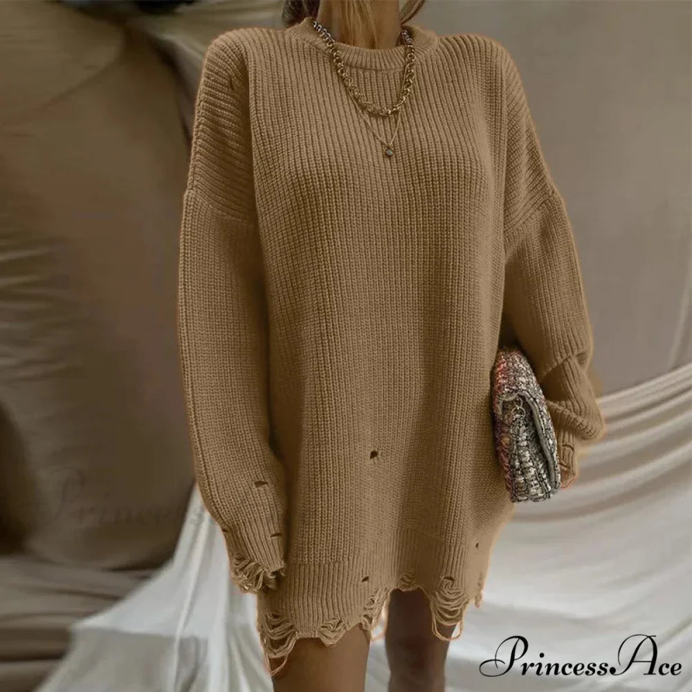 Oversized Casual Sexy Club Y2K Women Knitted Green O Neck Christmas Sweater