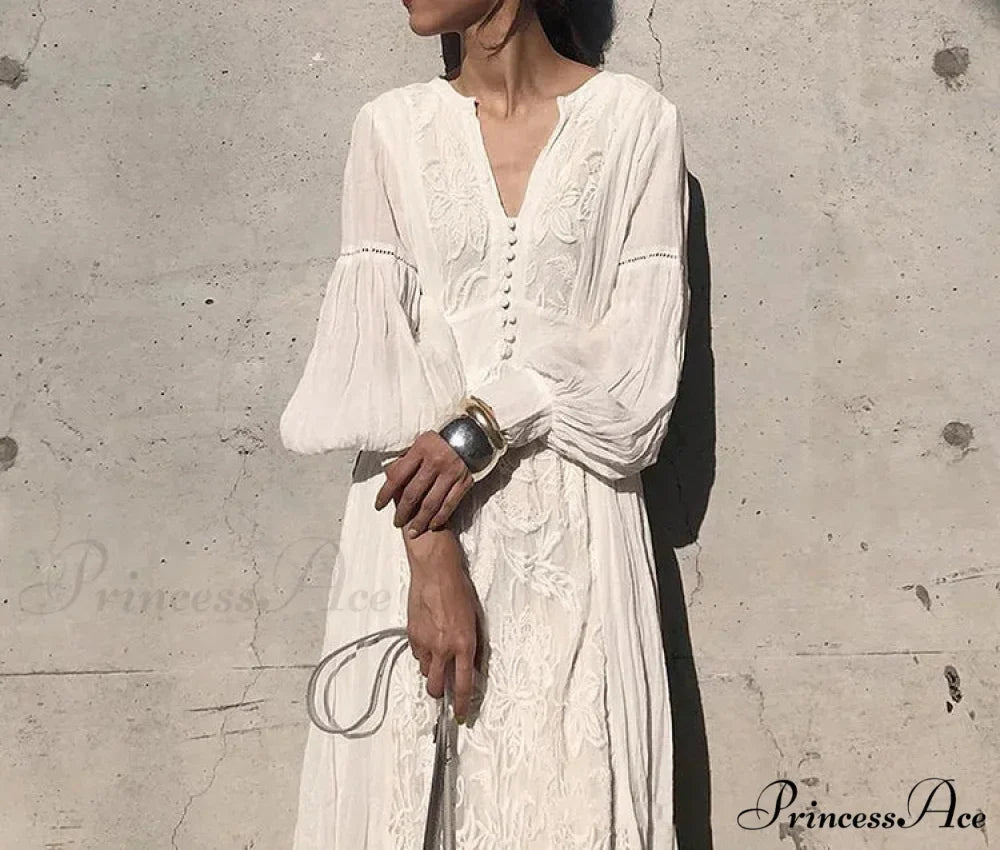 Oversized Long Sleeve Floral Ethnic Boho Dress