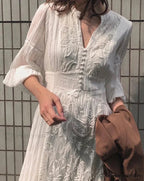 Oversized Long Sleeve Floral Ethnic Boho Dress