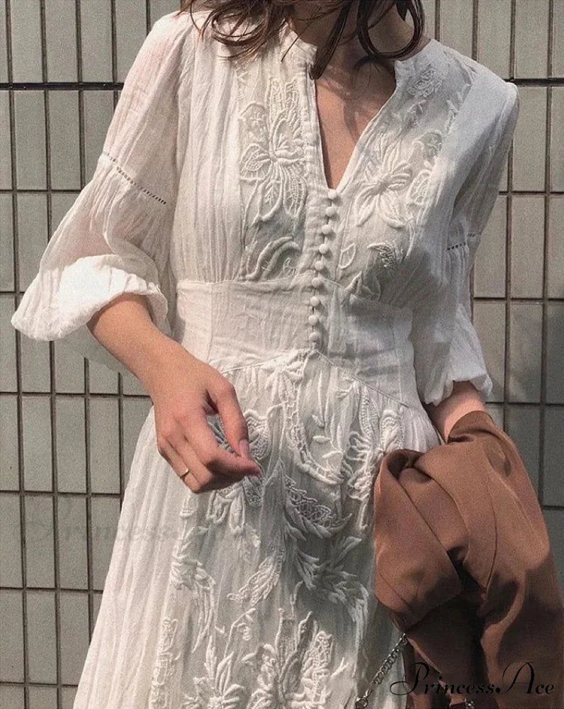 Oversized Long Sleeve Floral Ethnic Boho Dress