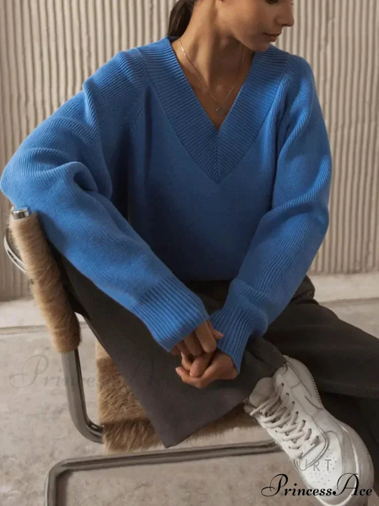 Oversized Loose Long Sleeve Solid Green Fashion Knitted Christmas Sweater