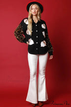 Oversized Sequin Santa Claus Knit Cardigan