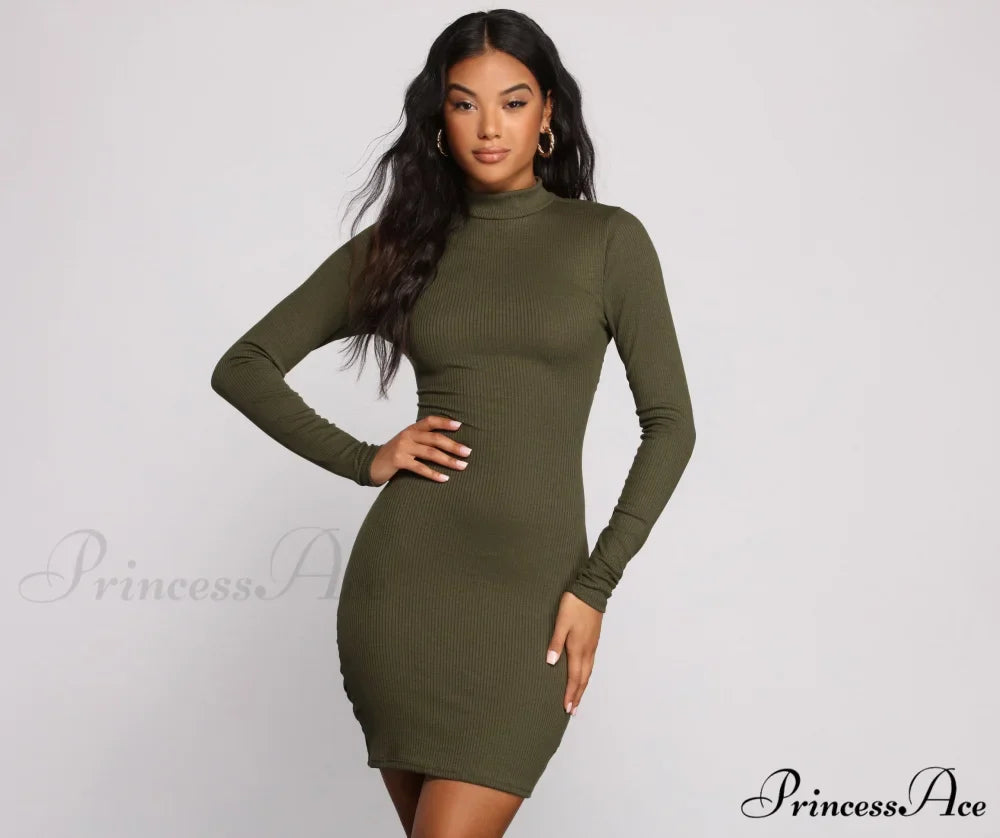 Own Knit Stylish Ruched Mini Dress