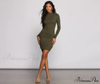 Own Knit Stylish Ruched Mini Dress