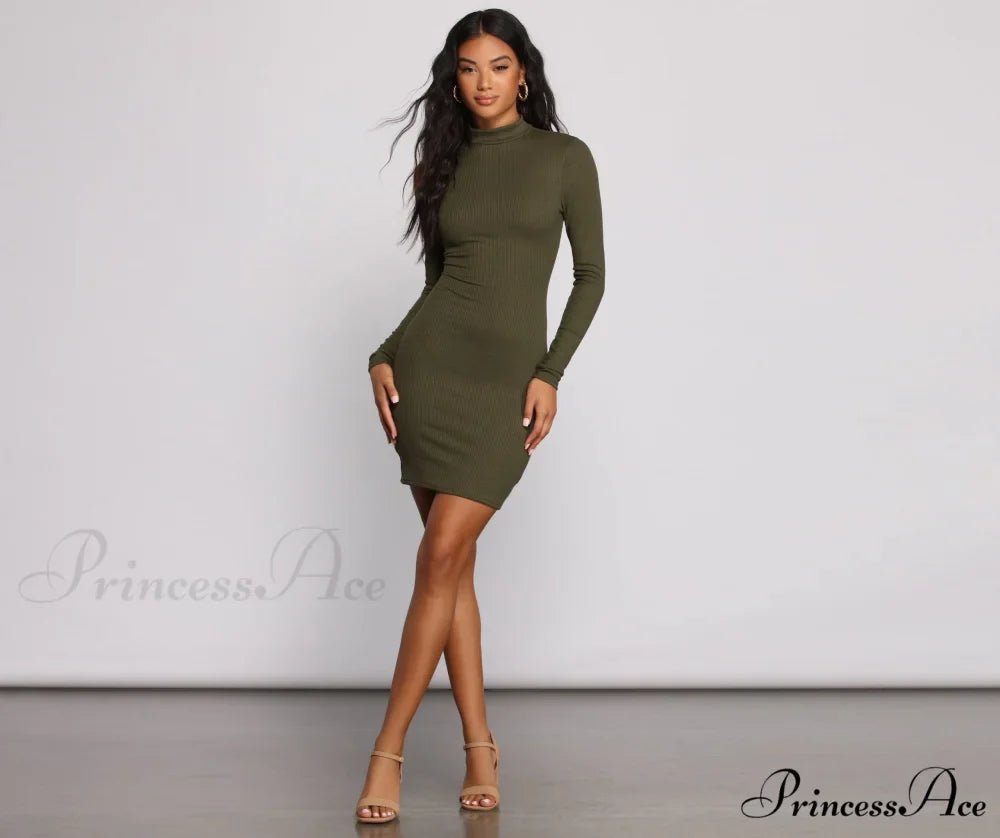 Own Knit Stylish Ruched Mini Dress