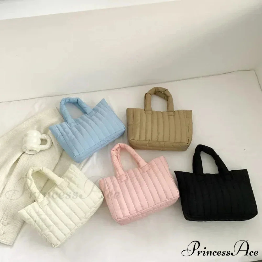 Padded Quilted Solid Color Traveler Handbag