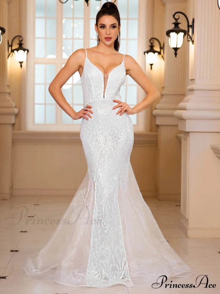 Padded V-Neck Sequin Party Dress