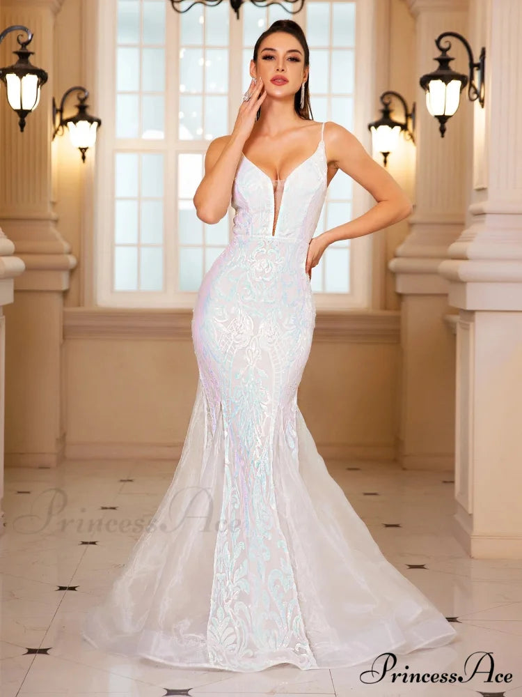 Padded V-Neck Sequin Party Dress