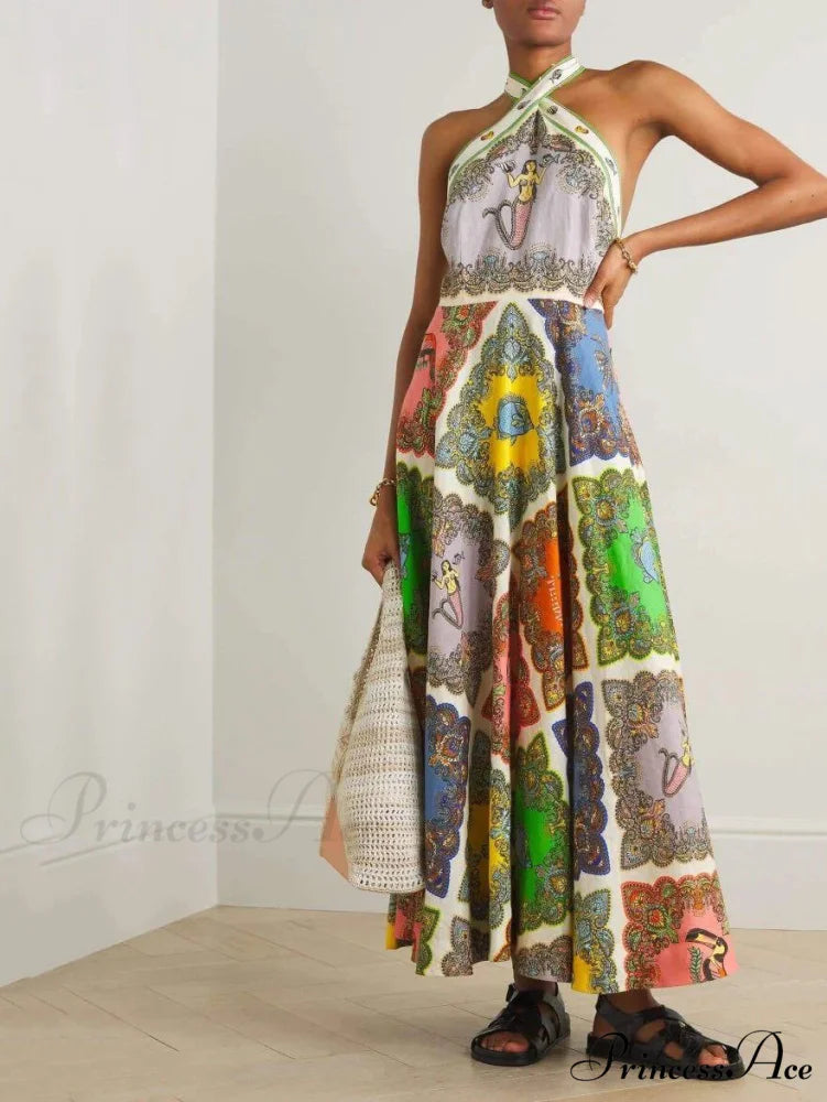 Paisley Satin Stylish Floral Midi Dress