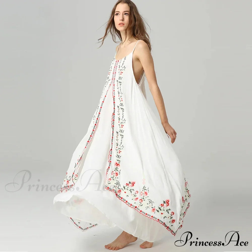 Pale Floral Stitched Full-Length Dress