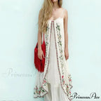 Pale Floral Stitched Full-Length Dress