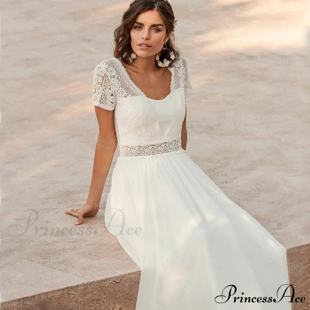 Pale Transparent Rear Seashore Wedding Gown