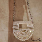 Partial Lunar Rhinestone Sparkle Basket Clutch Bag for Women