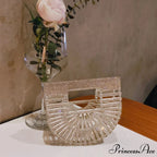 Partial Lunar Rhinestone Sparkle Basket Clutch Bag for Women