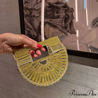 Partial Lunar Rhinestone Sparkle Basket Clutch Bag for Women