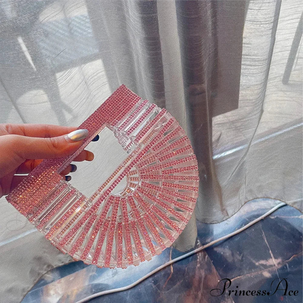 Partial Lunar Rhinestone Sparkle Basket Clutch Bag for Women