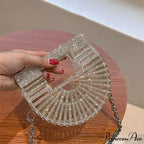 Partial Lunar Rhinestone Sparkle Basket Clutch Bag for Women