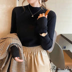 Partial Tall Collar Knitted 2000s Sweater