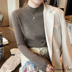 Partial Tall Collar Knitted 2000s Sweater