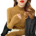 Partial Tall Collar Knitted 2000s Sweater