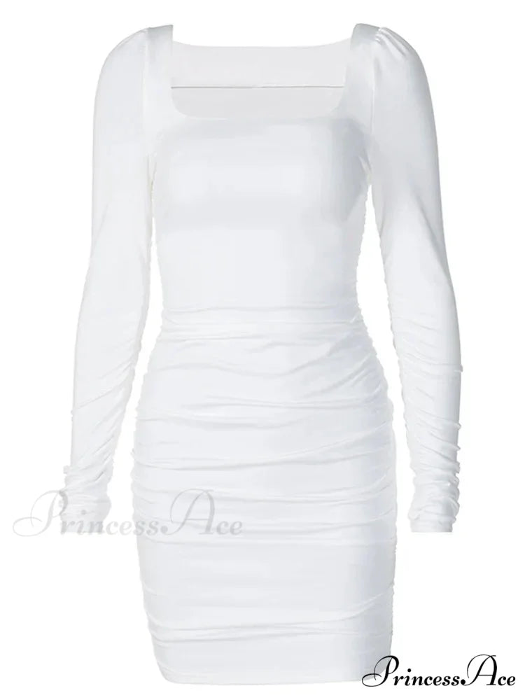 Party Elegant Streetwear Club White Mini Dress