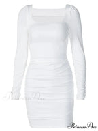 Party Elegant Streetwear Club White Mini Dress