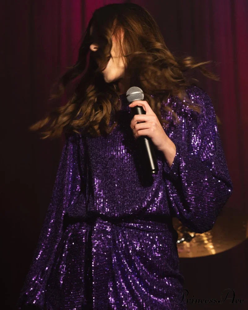 Party Sequin Balloon Charming Sleeve Mini Dress