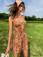 Passionate Halter Patterned Blossom Vacation Dress