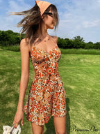 Passionate Halter Patterned Blossom Vacation Dress