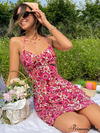 Passionate Halter Patterned Blossom Vacation Dress